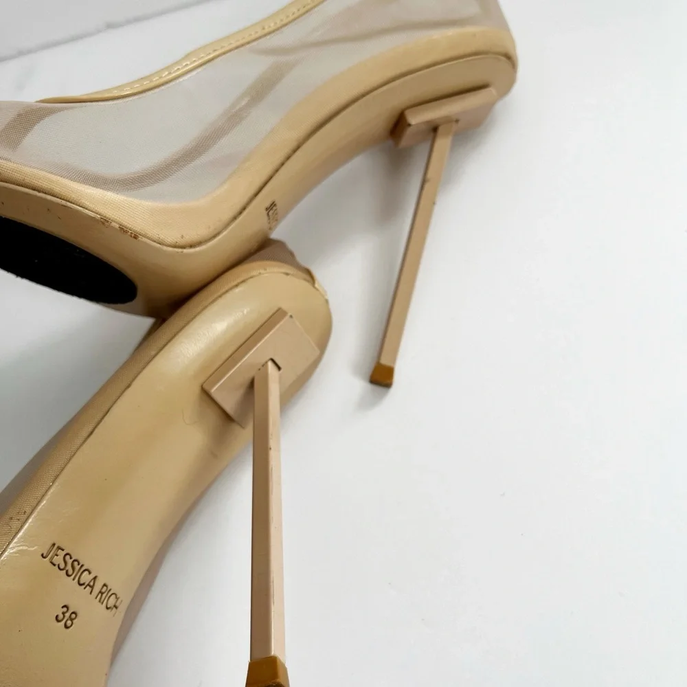 Jessica Rich Sheer Pump Stiletto Heels (Nude)